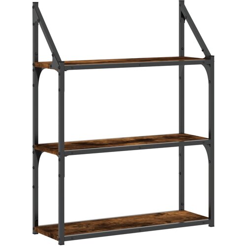 Maison Chic Stenska polica - Viseča Polica 3-nadstropna dim. hrast 60x21x78,5 cm inž. les, (21793315) Cene