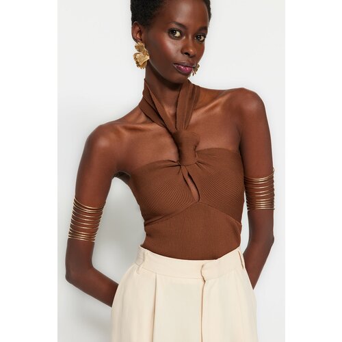 Trendyol Blouse - Brown - Fitted Cene