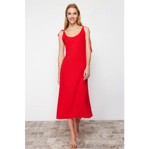 Trendyol Red Woven Midi Dress