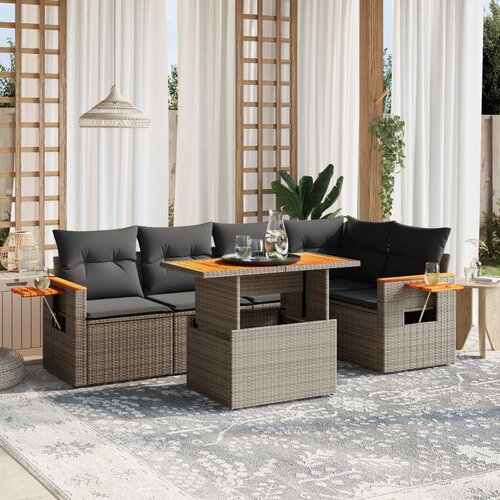 vidaXL 6-dijelni set vrtnih sofa od poliratana s jastucima sivi Cijene
