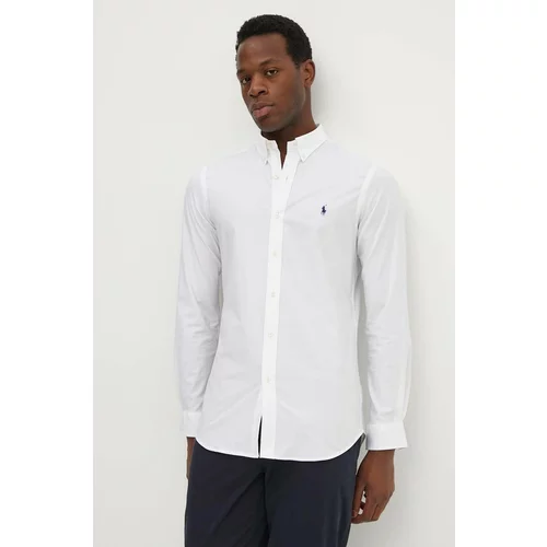 Polo Ralph Lauren Košulja za muškarce, boja: bijela, slim, s button-down ovratnikom