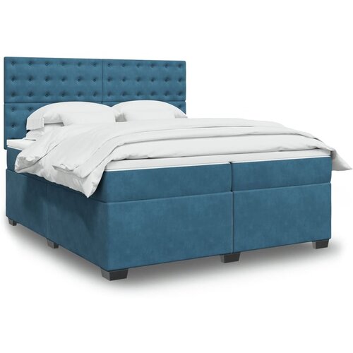 VidaXL Box spring postelja z vzmetnico modra 200x200 cm žamet Slike