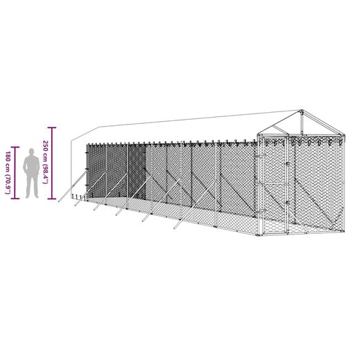 Vanjski kavez za pse s krovom srebrni 2x14x2,5m pocinčani čelik Slike