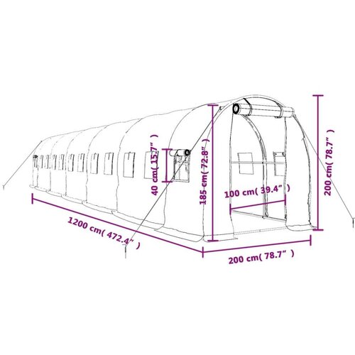  Staklenik s čeličnim okvirom bijeli 24 m&sup2; 12 x 2 x 2 m Cijene