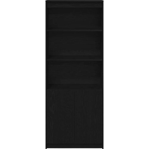 VidaXL Visoka komoda crna hrast 70x35x180 cm od konstruiranog drva Slike