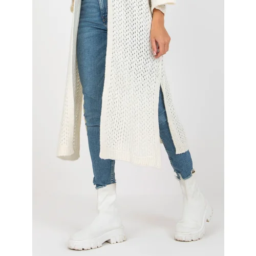 Fashion Hunters Ecru long openwork cardigan with wide sleeves OCH BELLA