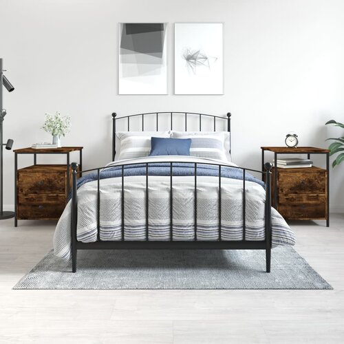 VidaXL Nočna omarica 2 kosa dimljeni hrast 44x45x60 cm inženirski les Slike