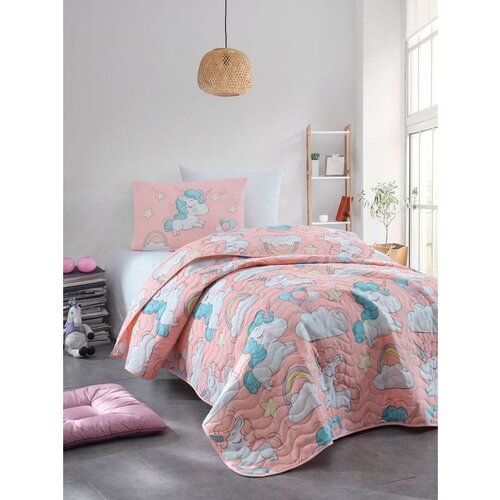  unicornio - pink pinkwhiteblue king quilted bedspread (it) (es) Cene