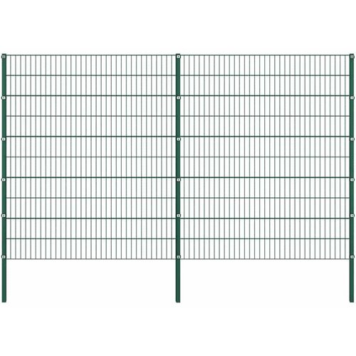 VidaXL Ogradni panel sa stupovima od željeza 349x200 cm zelene boje Slike