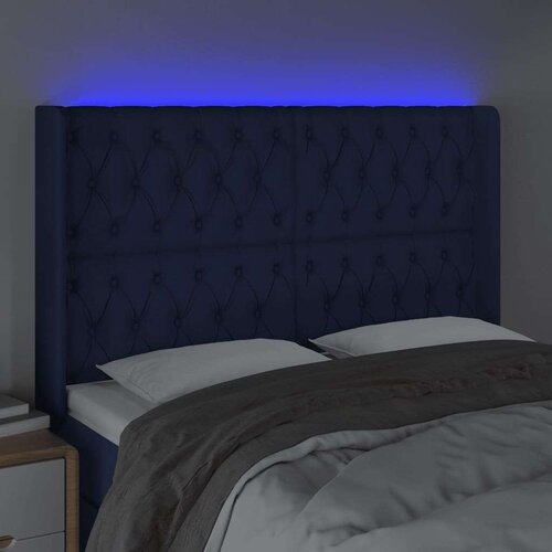  Uzglavlje plavo 163 x 16 x 118/128 cm od tkanine Slike