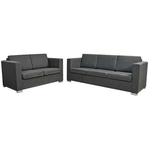  Dvodijelni set sofa od tkanina tamnosivi Slike