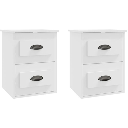 Maison Chic Stenski Dvo delni komplet Nočne omarice - Nočne mize bela 41,5x36x53 cm, (21687726) Slike