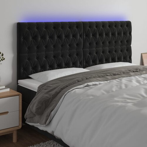 vidaXL LED uzglavlje crno 180x7x118/128 cm baršunasto Cijene