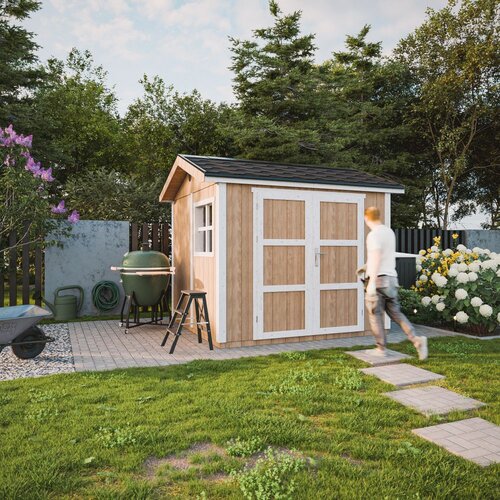 Timbela Vrtna hi&scaron;ica vrhunske kakovosti 5,9 m&sup2; - V252x250x294 cm - s tlemi in bitumenskimi plo&scaron;čicami - M913A, (5000117241) Cene