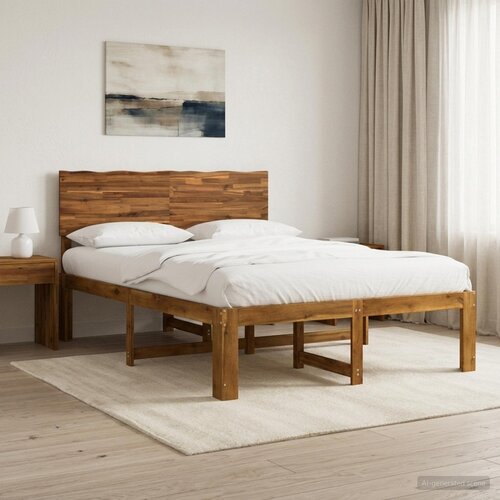  Krevetni okvir s uzglavljem ROSTOCK Prirodna 135 x 190 cm Cijene