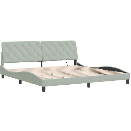  Okvir kreveta s LED svjetlima svijetlosivi 200x200cm bar&amp;scaron;unasti Slike