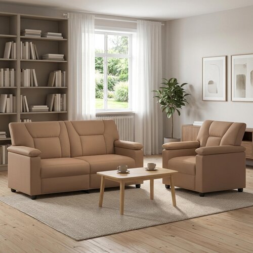  Set sofe 2 pcs Boja cappuccina Umjetna koža Slike