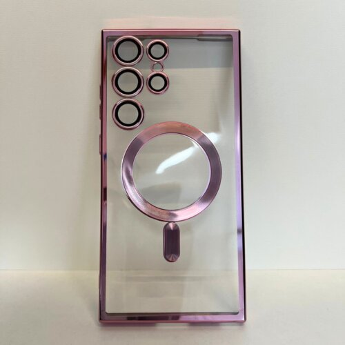 Transparent framed MagSafe maskica za Samsung S23 Ultra Roze Cene