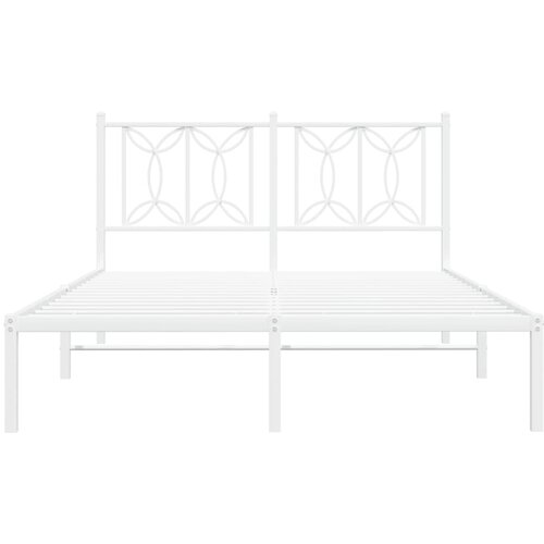  Metalni okvir za krevet s uzglavljem bijeli 140 x 190 cm Slike