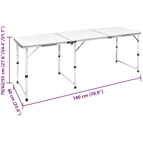  Sklopivi set stola za kampiranje i 6 stolaca podesiva visina 180x60 cm Slike