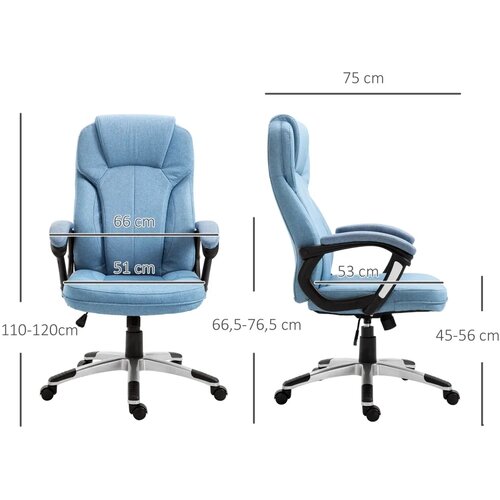  Uredska okretna stolica ergonomska podesiva svijetloplavi lan 66x75x110-120 cm Slike