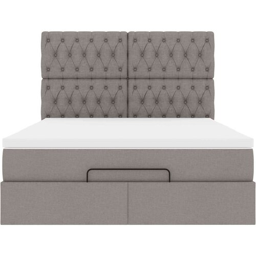 VidaXL Otomanski okvir kreveta s madraca smeđesivi 140x200cm tkanine Slike