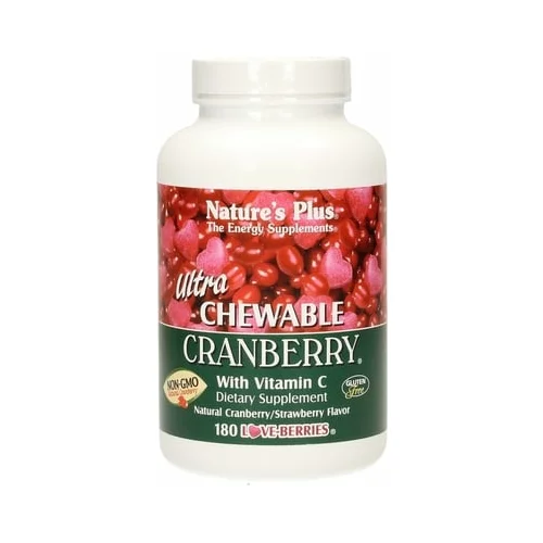 Nature's Plus ultra Chewable Cranberry z vitaminom C, žvečljive tablete - 180 Zveč. tab.