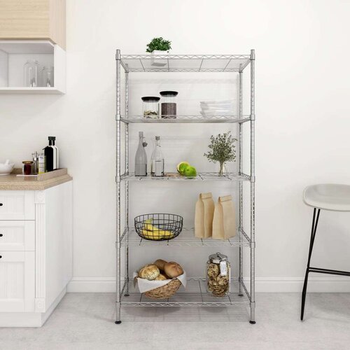 vidaXL 5-nadstropni regal 90x35x180 cm krom 250 kg Cene