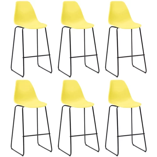 vidaXL Barski stoli 6 kosov rumena plastika