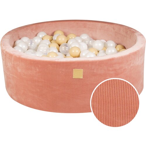 MeowBaby Round Ball Pit z žogicami 7cm za otroka, 90x30cm/200 žogic, Velvet žamet, Apricot: bela perla, bež, prozorna, (20800765) Cene