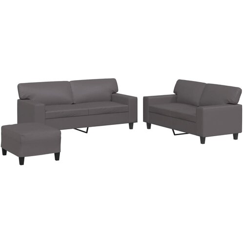  3-dijelni set sofa s jastucima sivi od umjetne kože Slike