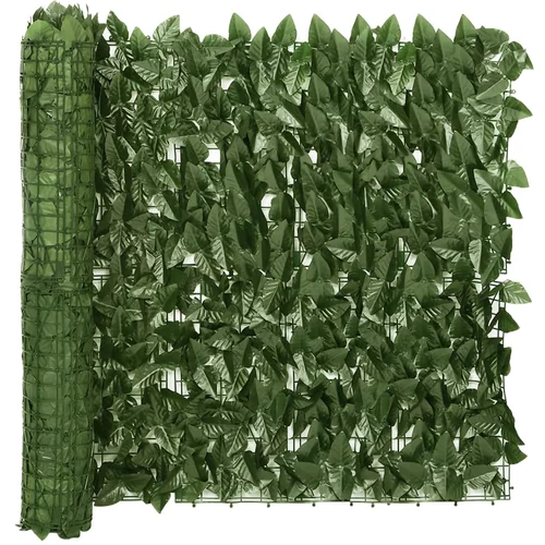 vidaXL Balkonsko platno s temno zelenim listjem 600x75 cm
