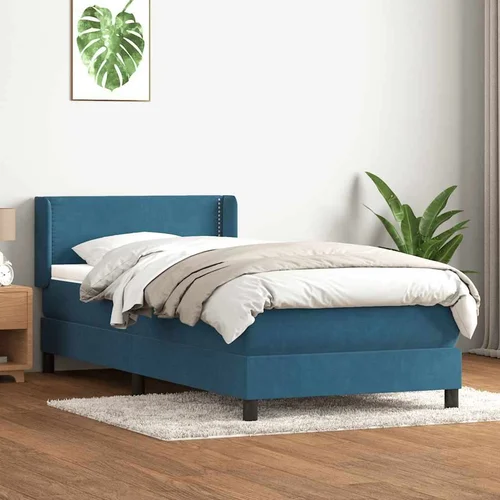 Box spring krevet s madracem tamnoplavi 100x210 cm baršunasti