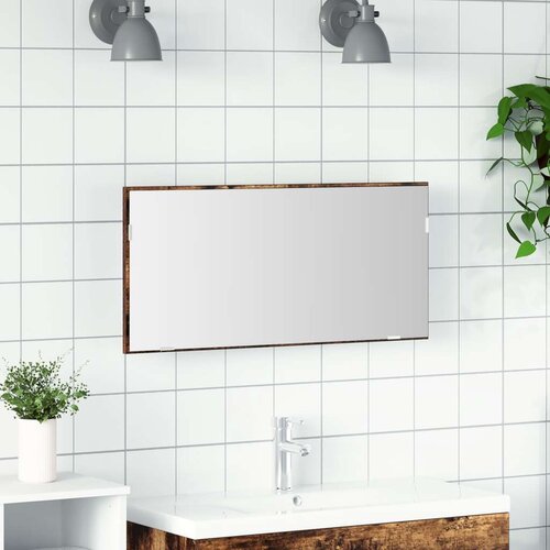  Kopalniška omara z ogledalom in LED svetlobo, dimenzij 80x37 cm, dimljen hrast, (22008357) Cene