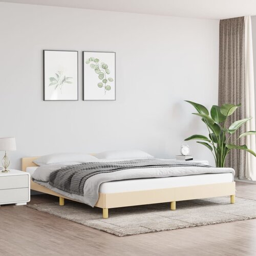 VidaXL Posteljni okvir z vzglavjem krem 160x200 cm blago Slike