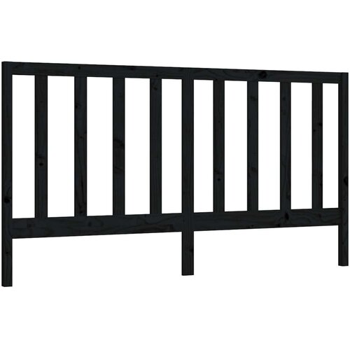  Uzglavlje za krevet crno 206 x 4 x 100 cm od masivne borovine Slike