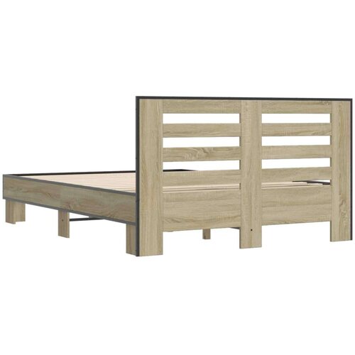  Okvir kreveta boja hrasta 120x200 cm konstruirano drvo i metal Slike
