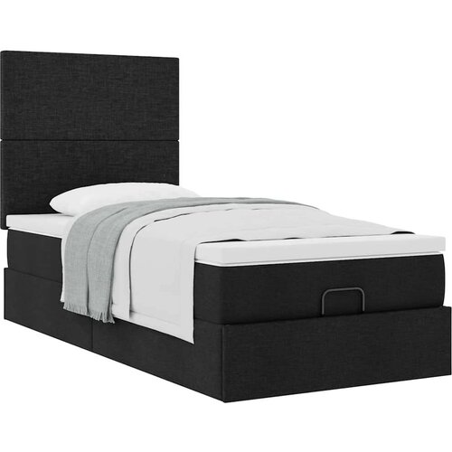 VidaXL otomanski okvir kreveta s madraca crni 100x200cm tkanine Slike