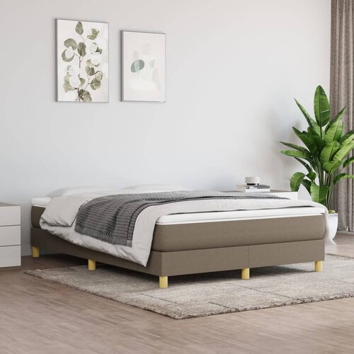 VidaXL Okvir za krevet s oprugama smeđesivi 140 x 190 cm od tkanine Slike