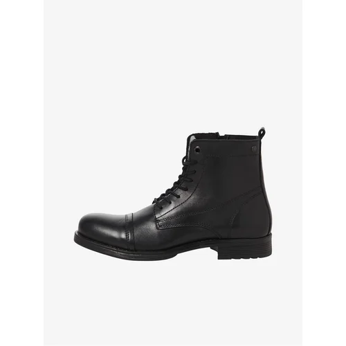 Jack & Jones Black Men's Leather Winter Ankle Boots Shaun - Men