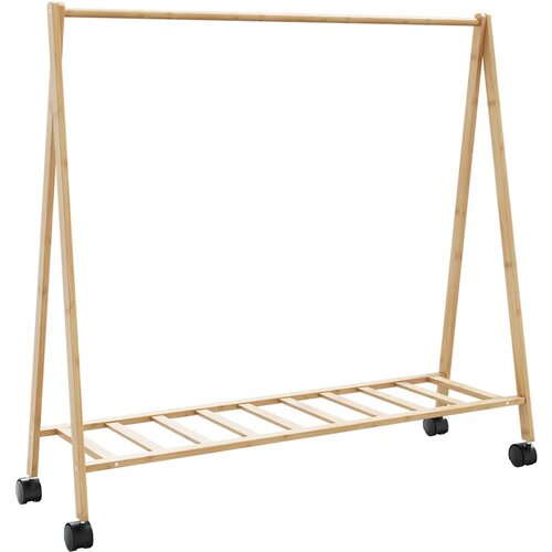 vidaXL Stojalo za oblačila s policami n kolesi 106x34x106,5 cm Bambus Cene
