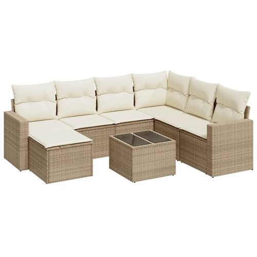  8-dijelni set vrtnih sofa od poliratana s jastucima bež Slike