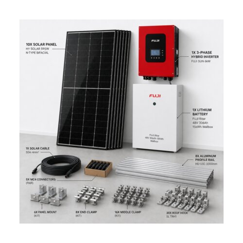  Solarni Set 5.95 kWp s Baterijom od 15 kWh (FUJI Ritar) Cijene