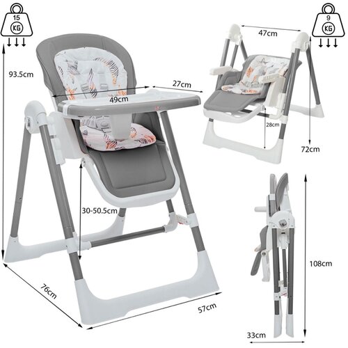 Only Swingy vi&amp;scaron;epoložajna 2u1 hranilica-ljulja&amp;scaron;ka za bebe Grey Slike