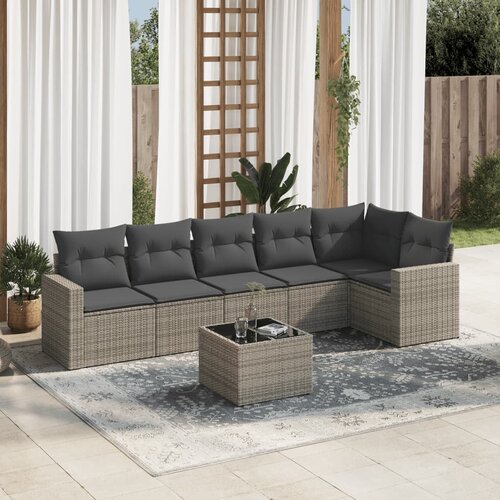  7-dijelni set vrtnih sofa sivi od poliratana Cene