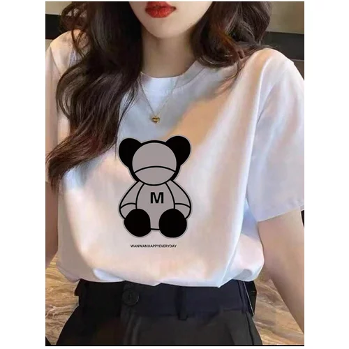 K&H TWENTY-ONE Women's White Wanwan Panda Print Oversized T-shirt