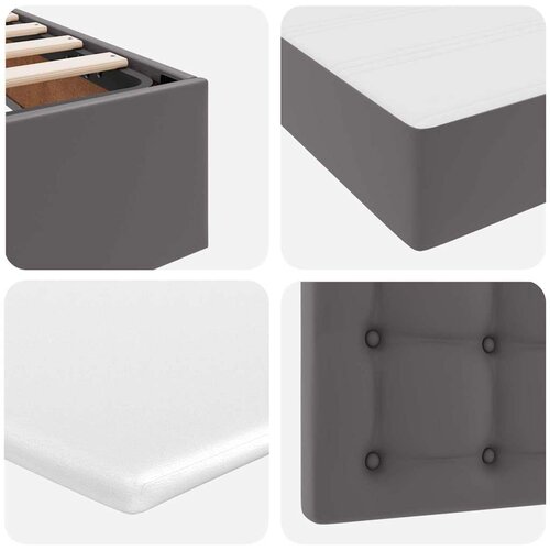  Krevet s od storage s madracem Siva 180 x 200 cm Lažna koža Slike
