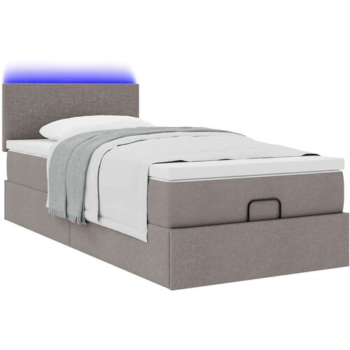 VidaXL otomanski krevet s madracem smeđesivi 100x200 cm tkanine Slike