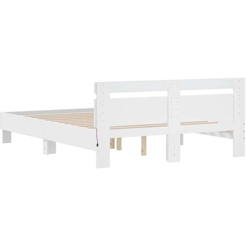 VidaXL Okvir za krevet s uzglavljem i LED bijeli 140 x 200 cm Slike