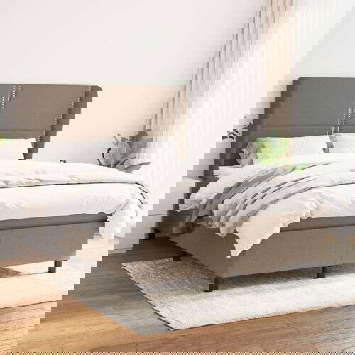  Box spring postelja z vzmetnico taupe 140x200 cm blago, (20792253) Slike